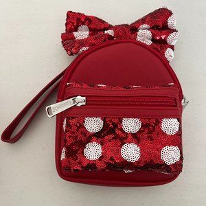 Loungefly Disney Parks Minnie Mouse Wristlet - Red And White Sequins